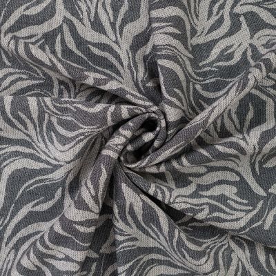 Tissu Viscose texturé Feuillage Organique sur fond Gris ardoise - Par 10 cm