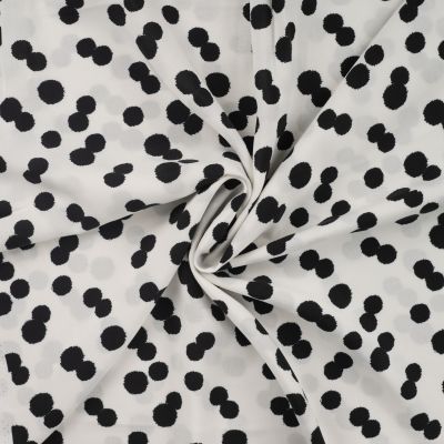 Tissu Viscose Chally Pois noirs sur fond Blanc - Par 10 cm