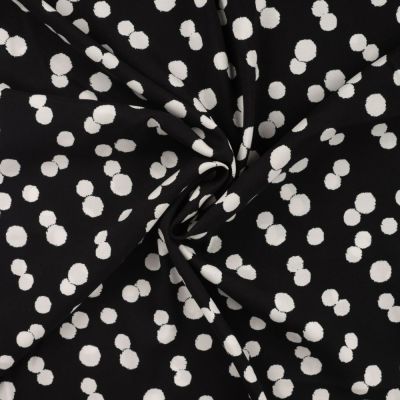 Tissu Viscose Chally Pois blancs sur fond Noir - Par 10 cm