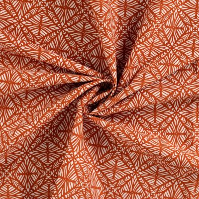 Tissu Voile de Coton Graphique Hypnotique sur fond Terracotta - Par 10 cm
