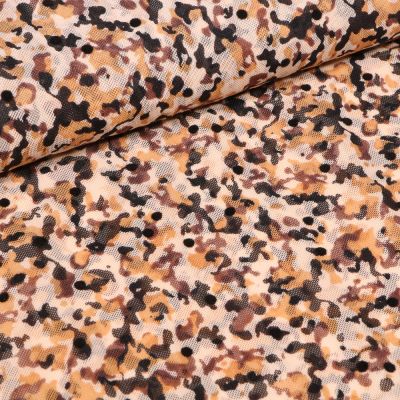 Tissu Tulle souple Camouflages sur fond Ocre - Par 10 cm
