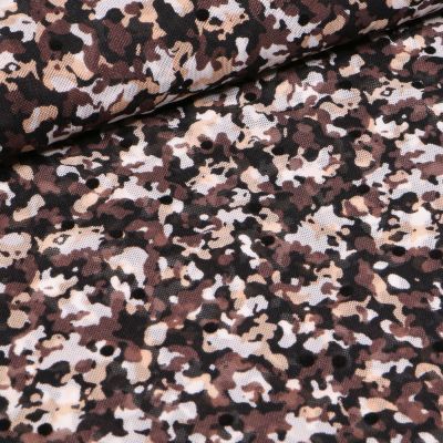 Tissu Tulle souple Camouflages sur fond Marron - Par 10 cm