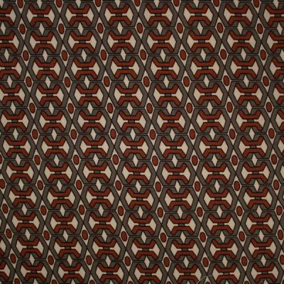 Tissu Viscose Twill Graphic Brown sur fond Beige sable - Par 10 cm