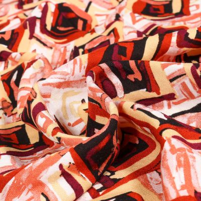Tissu Viscose  Chally Ulla sur fond Bordeaux - Par 10 cm