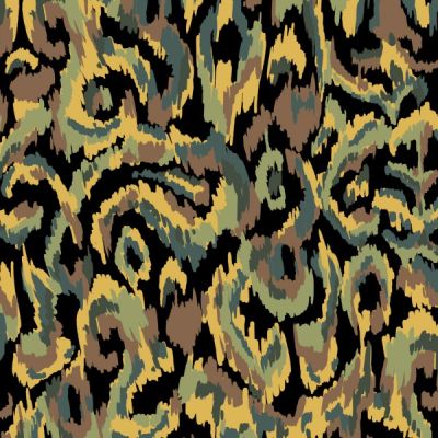 Tissu Viscose Twill Lia vert sur fond Noir - Par 10 cm