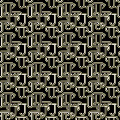 Tissu Viscose Twill Chains kaki sur fond Noir - Par 10 cm