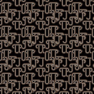 Tissu Viscose Twill Chains Marron sur fond Noir - Par 10 cm