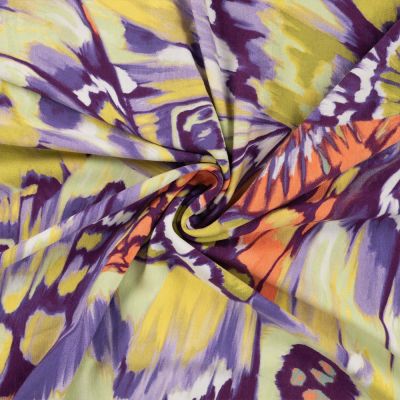 Tissu Jersey Viscose imprimé Butterfly tie and dye sur fond Lilas - Par 10 cm