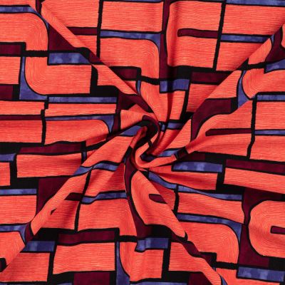 Tissu Jersey Viscose imprimé Lilou rouge sur fond Violet - Par 10 cm