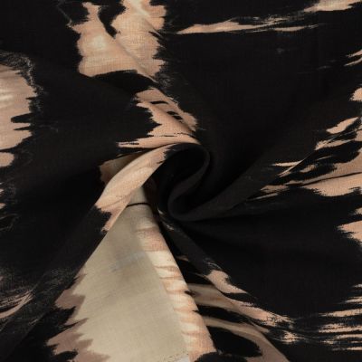 Tissu Viscose aspect Lin Cloudy beige sur fond Noir - Par 10 cm