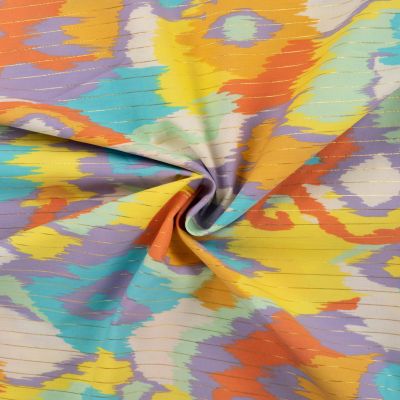 Tissu Voile de Coton Lia Rayé lurex sur fond Lilas - Par 10 cm