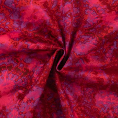 Tissu Coton Satiné extensible imprimé Fancy sur fond Framboise - Par 10 cm