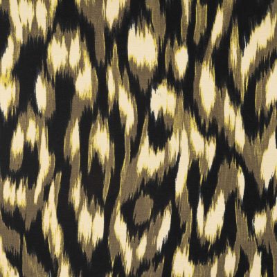 Tissu Viscose stretch Léopard Kaki sur fond Noir - Par 10 cm