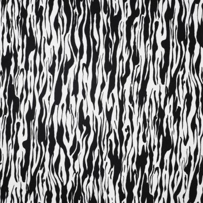Tissu Jersey Milano lignes blanches sur fond Noir - Par 10 cm