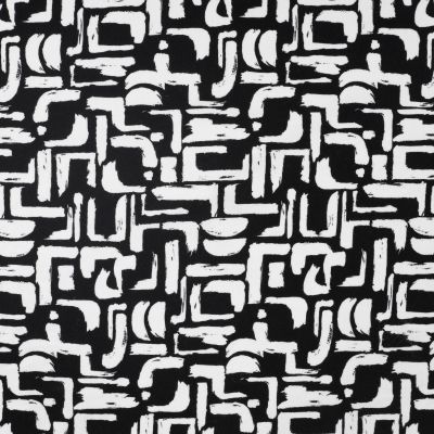 Tissu Jersey Milano motifs blancs sur fond Noir - Par 10 cm