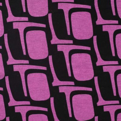 Tissu Jersey Milano Motifs violine sur fond Noir - Par 10 cm