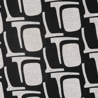 Tissu Jersey Milano Motifs écru sur fond Noir - Par 10 cm