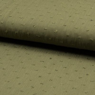 Tissu Plumetis Crépon de viscose Vert kaki - Par 10 cm