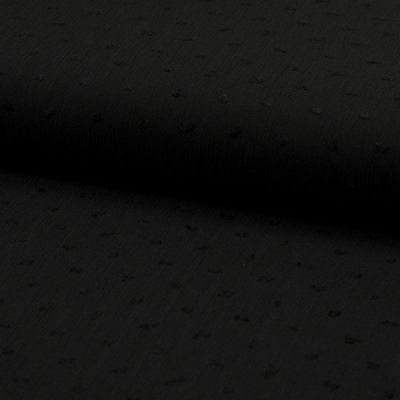 Tissu Plumetis Crépon de viscose Noir - Par 10 cm