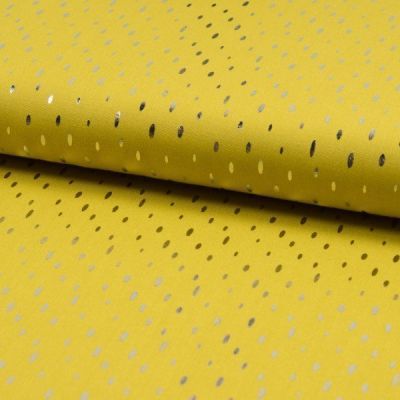 Tissu Viscose  Gouttes métallisées argentées Jaune - Par 10 cm