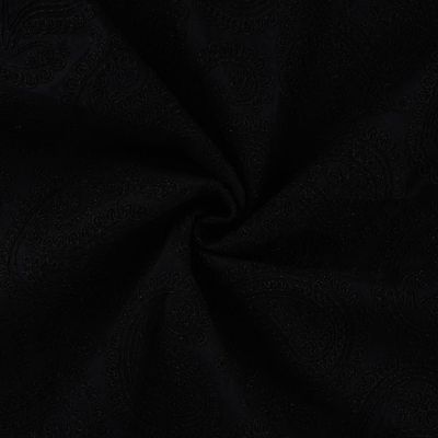 Tissu Coton brodé Cachemire sur fond Noir - Par 10 cm