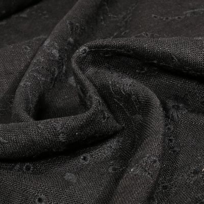 Tissu Lin Viscose Enora sur fond Noir - Par 10 cm