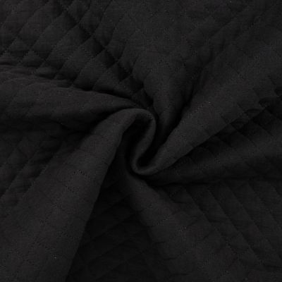 Tissu Double gaze Matelassée envers Coton uni Noir - Par 10 cm