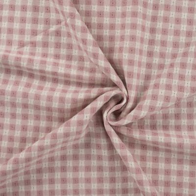 Tissu Vichy Coton fil teinté Rose poudré - Par 10 cm