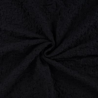 Tissu Maille Coton gaufré uni Noir - Par 10 cm