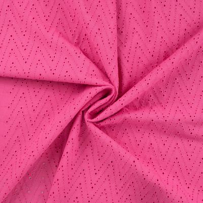Tissu Coton brodé ajouré Leisa uni Rose fuchsia - Par 10 cm