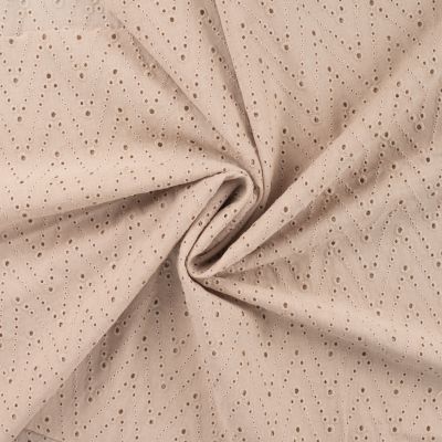 Tissu Coton brodé ajouré Leisa uni Beige - Par 10 cm