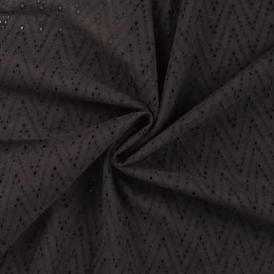 Tissu Coton brodé ajouré Leisa uni Noir - Par 10 cm