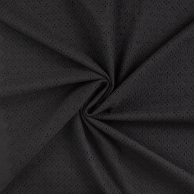 Tissu Coton brodé ajouré Lois uni Noir - Par 10 cm