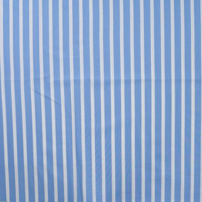 Tissu Coton Stretch rayé Rayures Blanche sur fond Bleu ciel - Par 10 cm