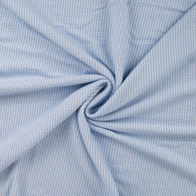 Tissu Jersey Seersucker rayé Bleu - Par 10 cm