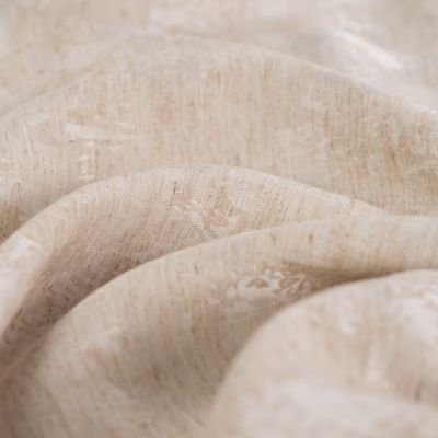 Tissu Coton Jacquard mélangé Lin Viscose Pam reflets brillants sur fond Naturel - Par 10 cm