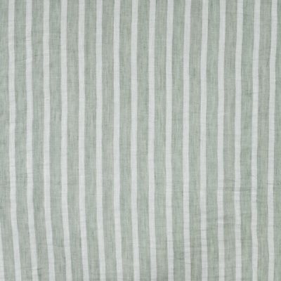 Tissu aspect Lin rayé Vert d&#039;eau - Par 10 cm