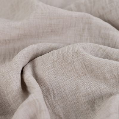 Tissu aspect Lin uni Grège - Par 10 cm