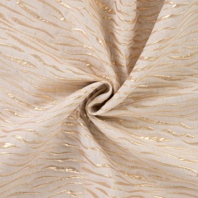 Tissu Jacquard Lin Coton recyclé Zèbre Doré Ecru - Par 10 cm