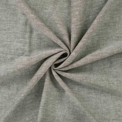 Tissu Lin Coton uni Vert chiné - Par 10 cm
