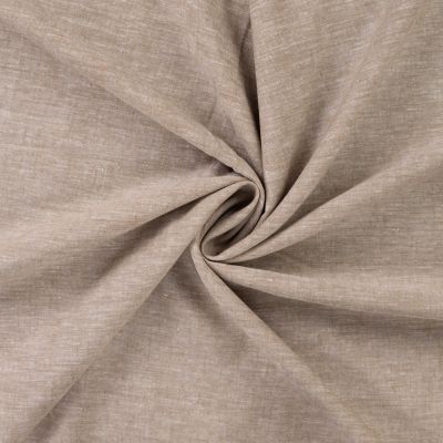 Tissu Lin Coton uni Beige chiné - Par 10 cm