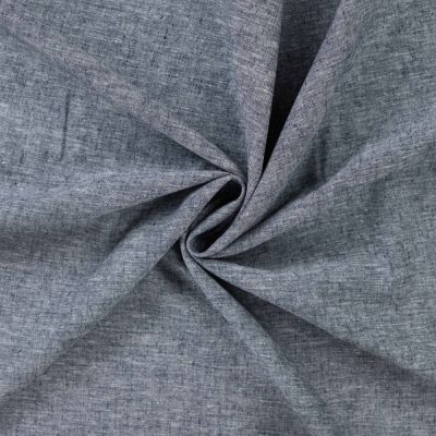 Tissu Lin Coton uni Bleu marine chiné - Par 10 cm