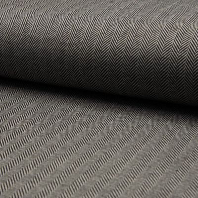 Tissu Jacquard polyviscose  extensible Chevrons noirs sur fond Blanc - Par 10 cm