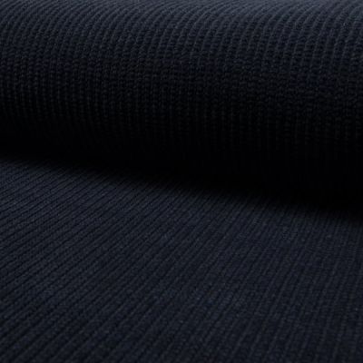 Tissu  maille chenille côtelé Bleu marine - Par 10 cm