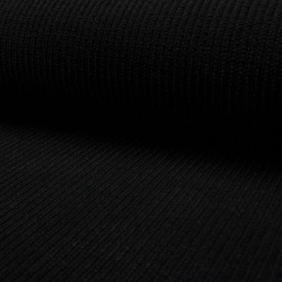 Tissu  maille chenille côtelé Noir - Par 10 cm