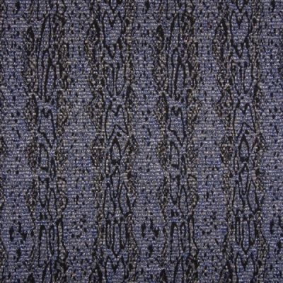 Tissu Jacquard Pailleté argent  Reptiles sur fond Bleu - Par 10 cm