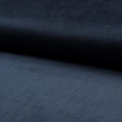 Tissu Velours côtelé lavé uni Bleu marine - Par 10 cm