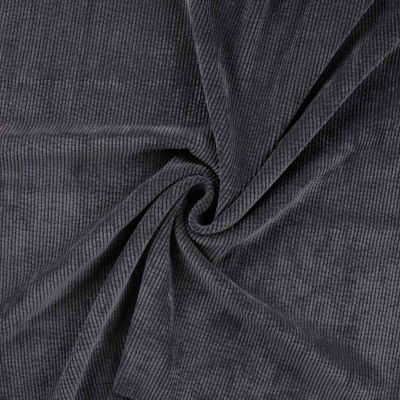Tissu Velours côtelé lavé uni Gris anthracite - Par 10 cm
