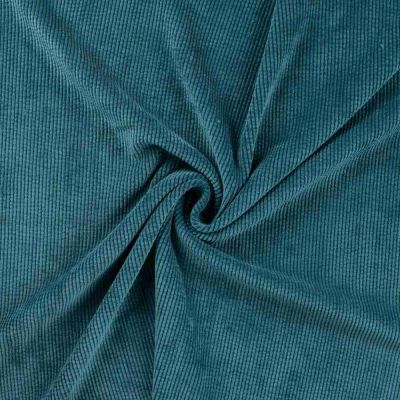 Tissu Velours côtelé lavé uni Bleu pétrole - Par 10 cm