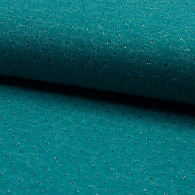 Tissu Maille lurex ajouré Vert canard - Par 10 cm